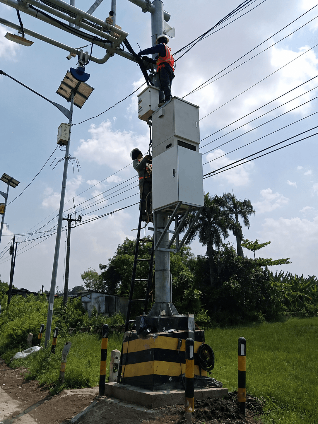 Technician inspecting critical weighbridge components to ensure accurate vehicle weighing and long-term operational reliability